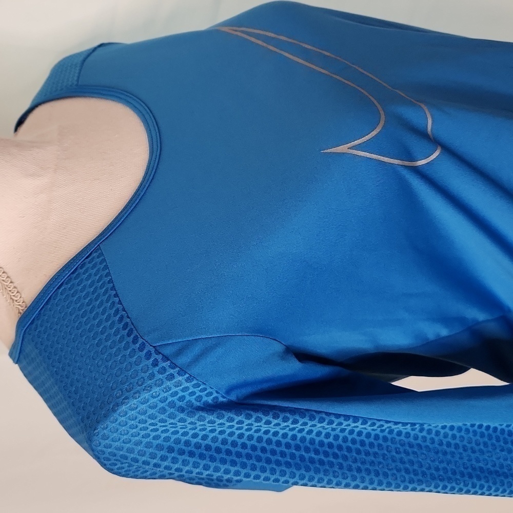 Nike Dri-Fit long sleeve workout top with thumb hole openings Sz: S blue Swoosh - Picture 14 of 15